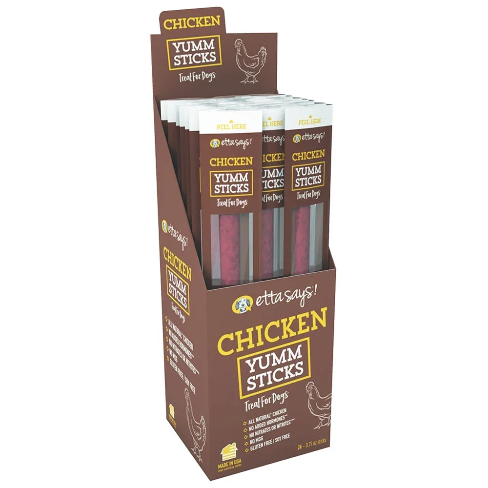 Etta Says! Chicken Yumm Sticks Dog Treat Display Box Chicken 24 ct