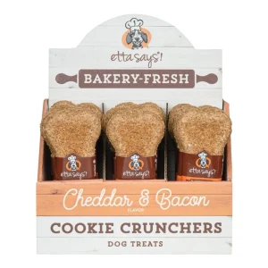 Etta Says! Cookie Cruncher Dog Treat Cheddar & Bacon, 5 in, 24 ct