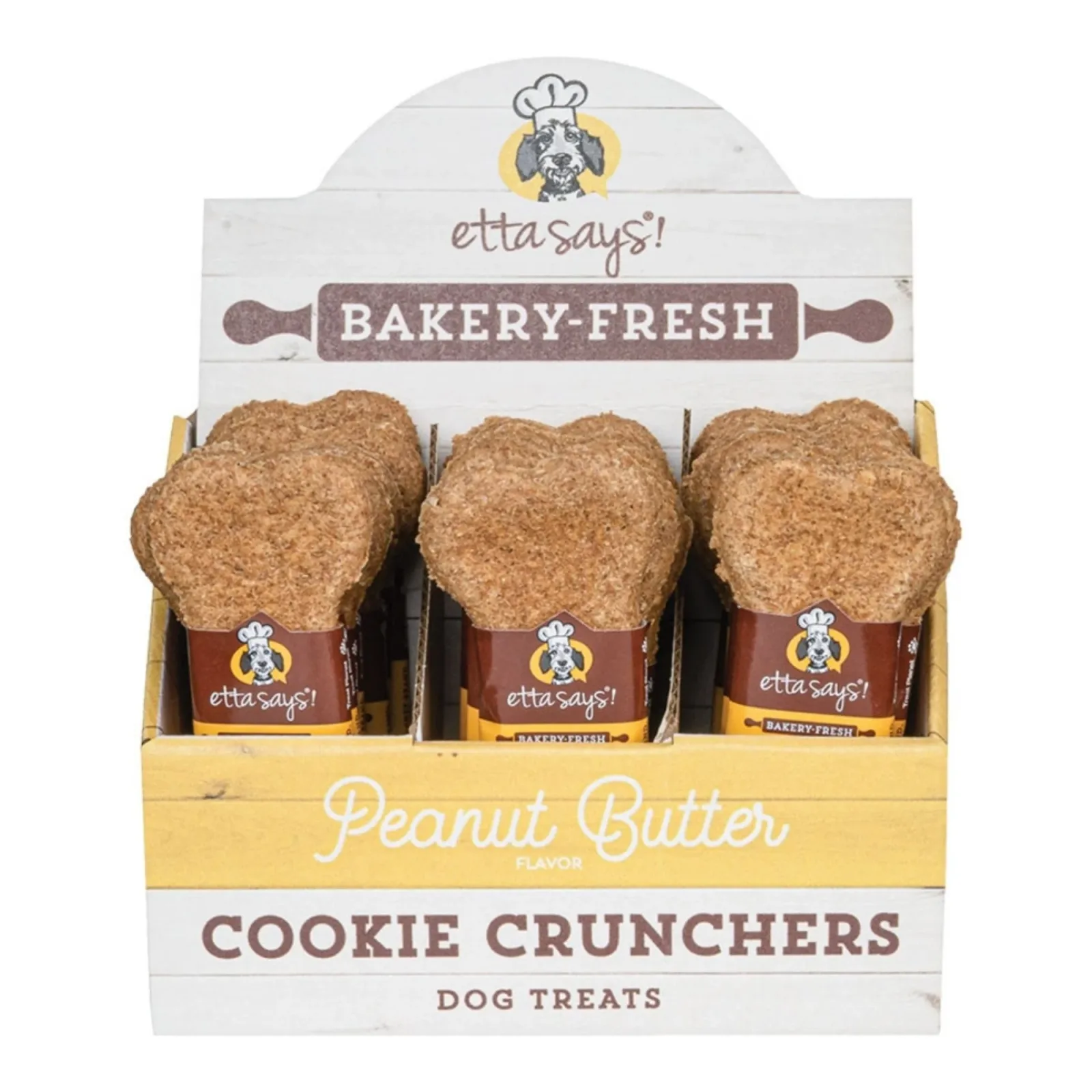 Etta Says! Cookie Cruncher Dog Treat Peanut Butter, 5 in, 24 ct