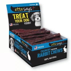 Etta Says! Rabbit rawhide chew sticks 4.5 in - Natural dog treat, 36 ct display