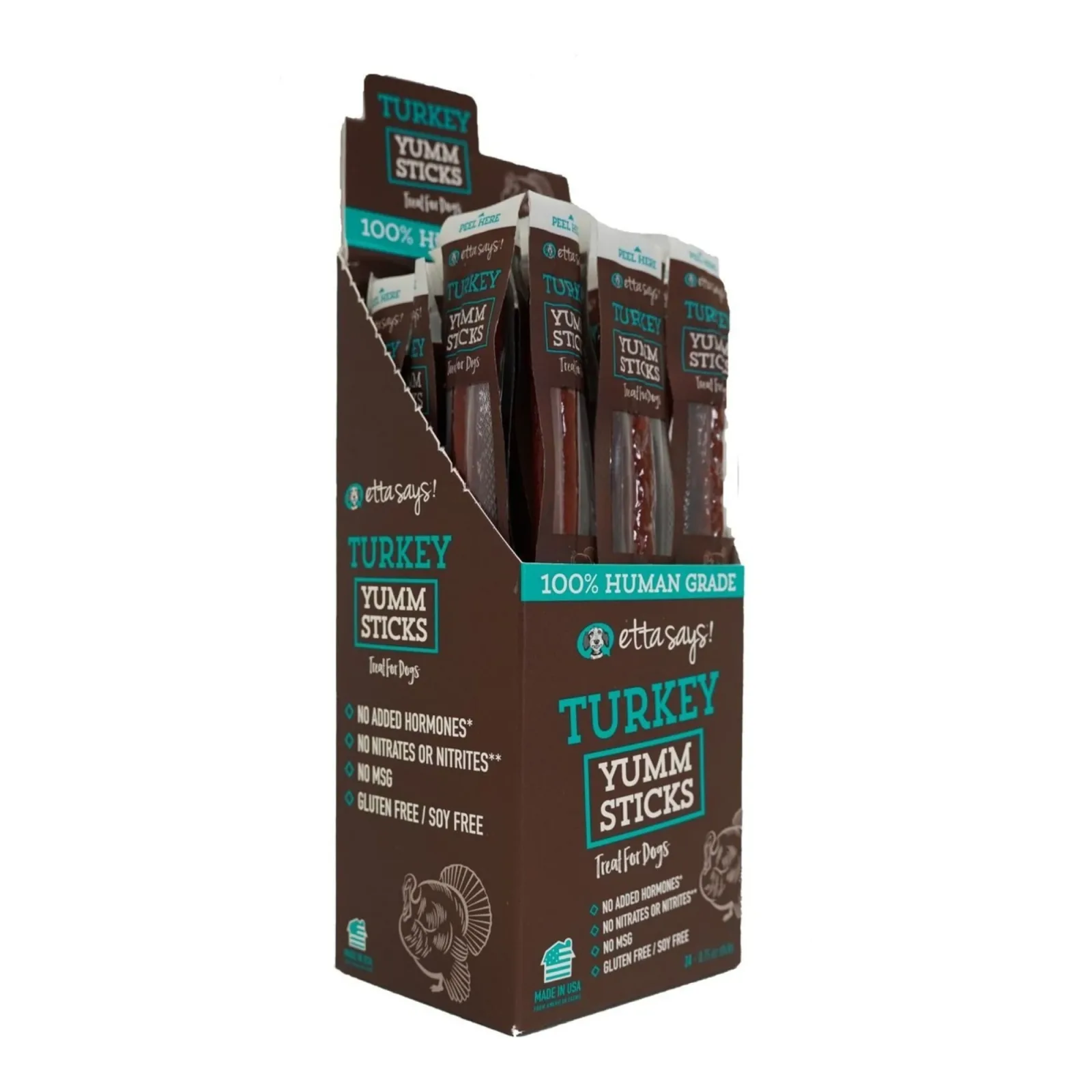 Etta Says! Turkey Yumm Sticks Dog Treat Display Box Turkey 24 ct - Image 2
