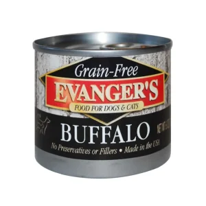 Evanger's Grain-Free Wet Dog & Cat Wet Dog Food Buffalo, 6 oz 24 ct