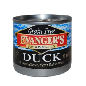Evanger's Grain-Free Wet Dog & Cat Wet Dog Food Duck, 6 oz 24 ct