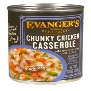 Evanger's Hand Packed Wet Dog Food Chunky Chicken Casserole, 12 oz each, Case of 12