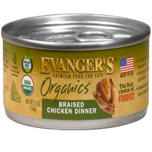 Evanger's Organics Wet Cat Food Braised Chicken 5.5 oz 24 ct