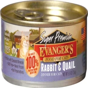 Evanger's Super Premium Wet Cat Food Rabbit & Quail 5.5 oz 24 ct