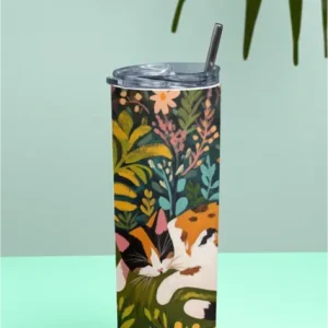EverythingBoho Calico Cat Sip in Style Eco Friendly Tumbler with Straw