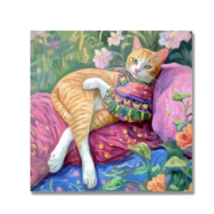 EverythingBoho Cat at Leisure Designer Fridge Magnet