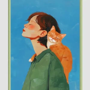 EverythingBoho Cat & Me Wall Art (Olive Green)