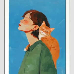 EverythingBoho Cat & Me Wall Art (White)