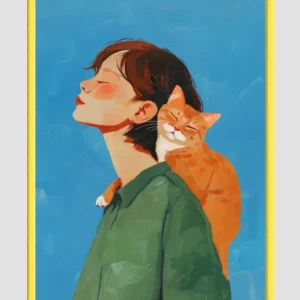 EverythingBoho Cat & Me Wall Art (Yellow)
