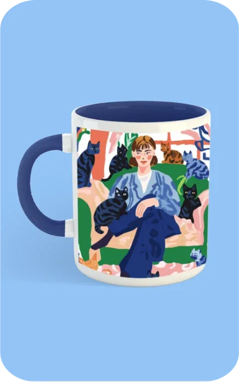 EverythingBoho Cat Mom Coffee Mug (Dark Blue)