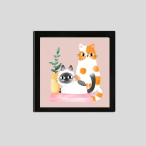 EverythingBoho Cat Sisters Framed Art (Black)