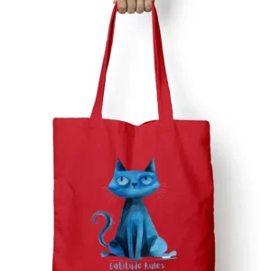 EverythingBoho Catitude Zipped Tote Bag (Red)