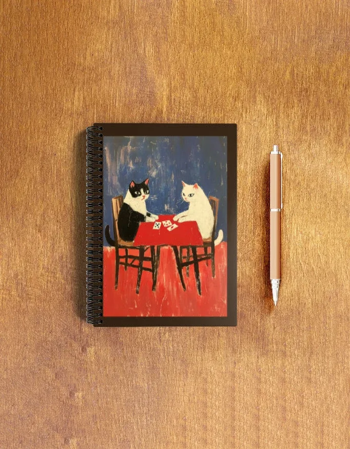 EverythingBoho Cats Playing Cards A5 Notebook