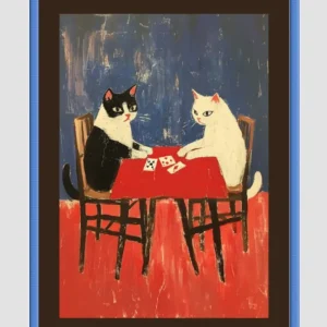 EverythingBoho Framed Art Cat Playing Cards (Royal Blue)