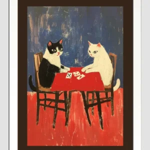 EverythingBoho Framed Art Cat Playing Cards (White)