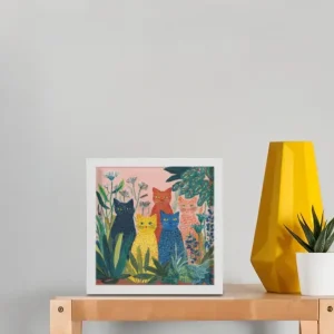 EverythingBoho Gangster Cats Wall Art (White)