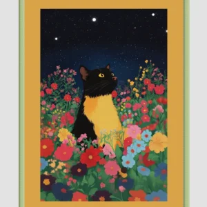 EverythingBoho Sci Fi Cat Framed Art (Olive Green)