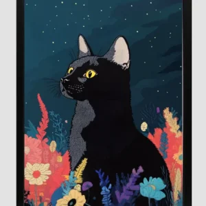 EverythingBoho The Black Cat Artistic Framed Art (Black)