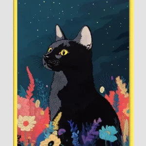 EverythingBoho The Black Cat Artistic Framed Art (Yellow)