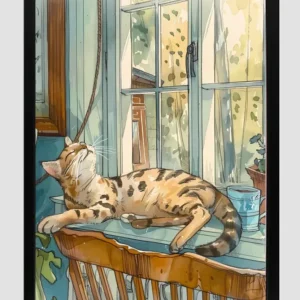 EverythingBoho The Chilling Cat Boho Wall Art (Black)