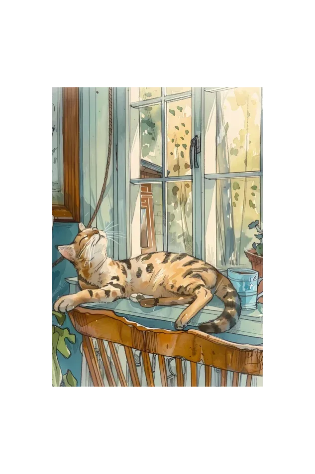 EverythingBoho The Chilling Cat Boho Wall Art (Yellow) - Image 2