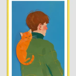 EverythingBoho The Purrfect Cat Dad Wall Art (Yellow)