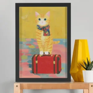 EverythingBoho The Solo Traveller Cat Wall Art (Black)