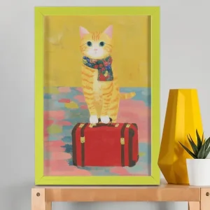 EverythingBoho The Solo Traveller Cat Wall Art (Olive Green)
