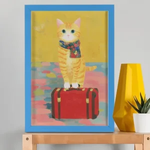 EverythingBoho The Solo Traveller Cat Wall Art (Royal Blue)