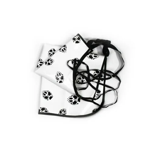 EZ Care Vinyl Grooming Apron, White with Paw Prints