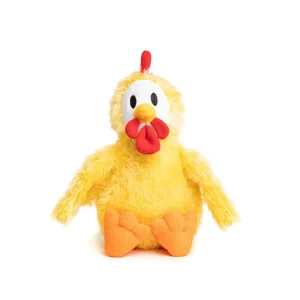 FabDog Fluffy Chicken Dog Toy - Large Plush with 5 Squeakers & Grunter