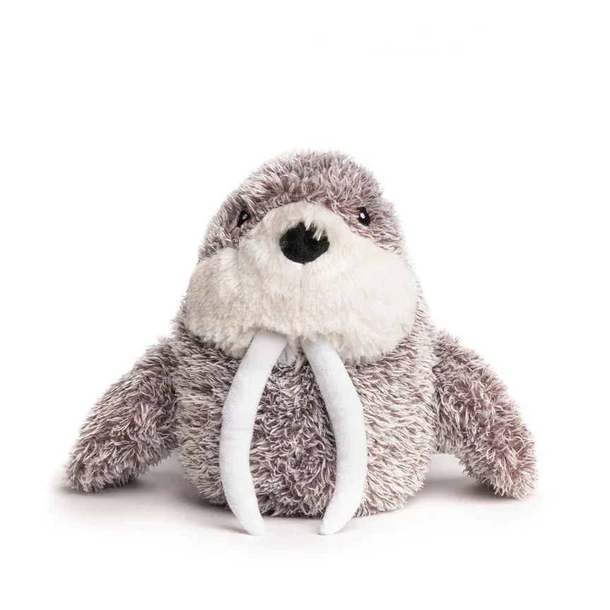 FabDog Fluffy Walrus Plush Dog Toy with 5 Squeakers and Grunter - Small