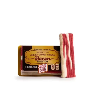 FabDog Packaged Bacon Dog Toy, 3 ct