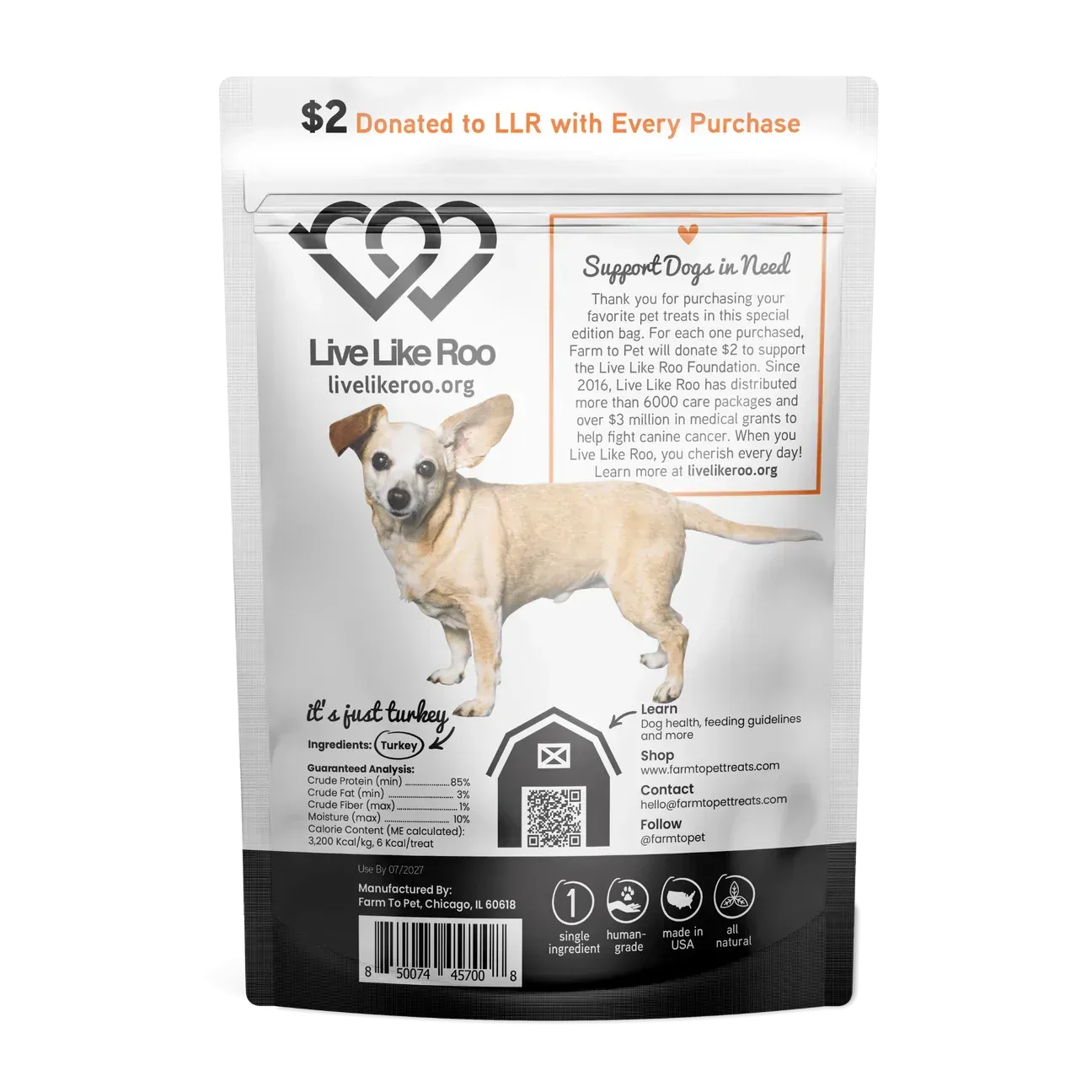 Farm To Pet Live Like Roo Turkey Chips (4oz) - Image 2