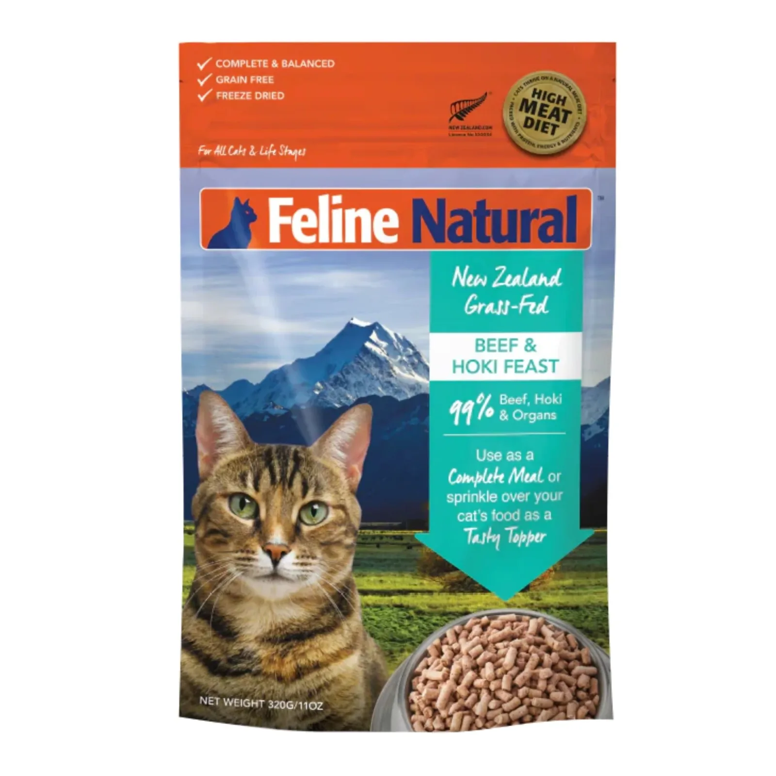 Feline Natural Cat Freeze-Dried Beef Hoki 11 oz
