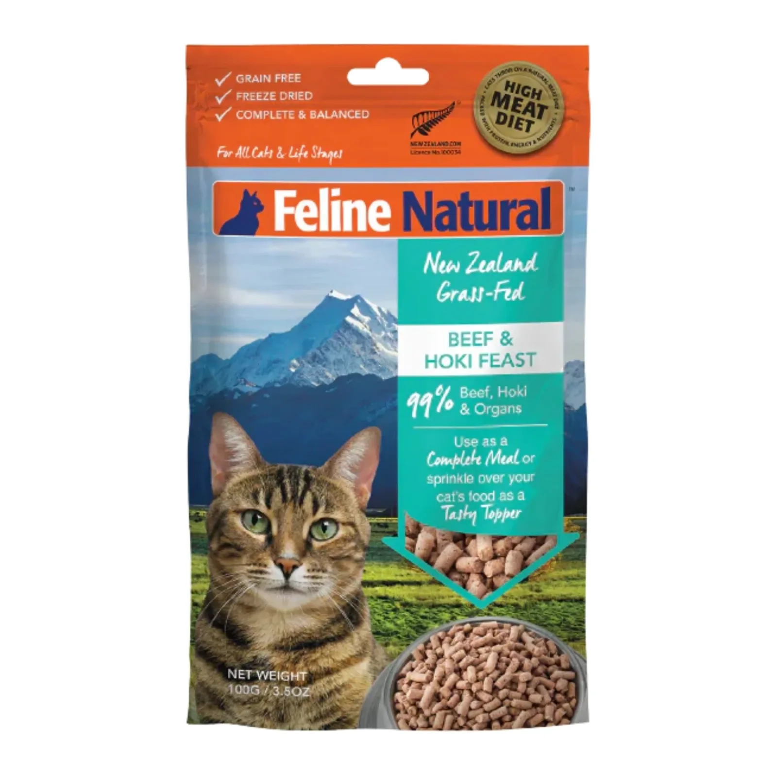 Feline Natural Cat Freeze-Dried Beef & Hoki Topper 3.5 oz