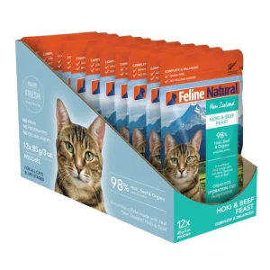 Feline Natural Cat Grain-Free Hoki Beef 3 oz. Pouch 12 ct 12 ct