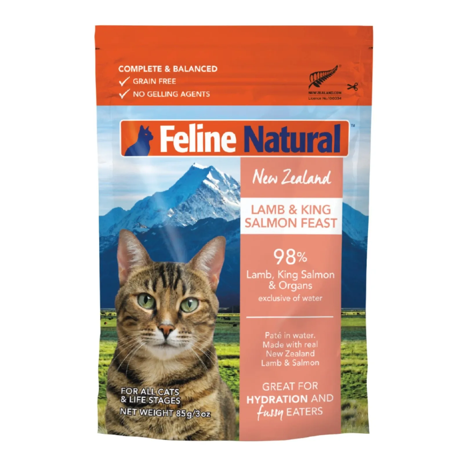 Feline Natural Cat Grain-Free Lamb Salmon 3 oz. Pouch 12 ct