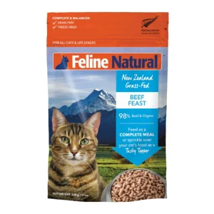 Feline Natural Freeze-Dried Beef Cat Food - Single-Source Grass-Fed Beef, 11 oz