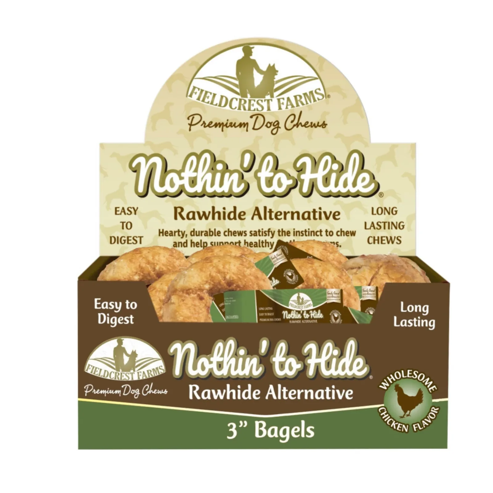 Fieldcrest Farms Nothin' to Hide Bagels Dog Treat Chicken 3 in 24 ct
