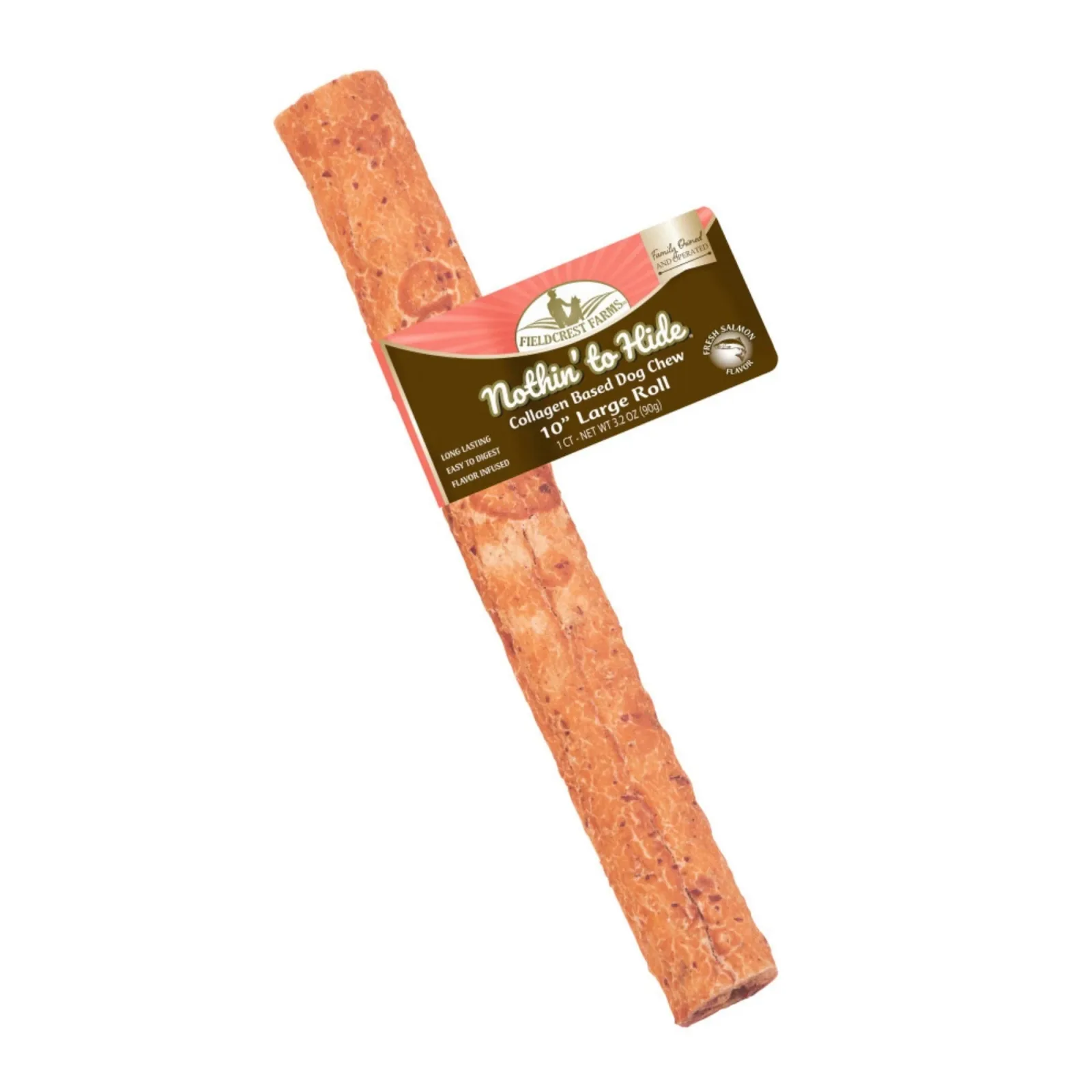 Fieldcrest Farms Nothin' to Hide Collagen Roll Dog Chew Display Salmon, 10 in. 24 ct