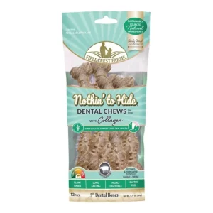 Fieldcrest Farms Nothin' to Hide Dental Bone Collagen Dog Chew Beef, 3 in, 12 ct