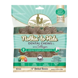 Fieldcrest Farms Nothin' to Hide Dental Bone Collagen Dog Chew Beef, 5 in, 6 ct