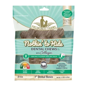 Fieldcrest Farms Nothin' to Hide Dental Bone Collagen Dog Chew Beef, 7 in, 3 ct