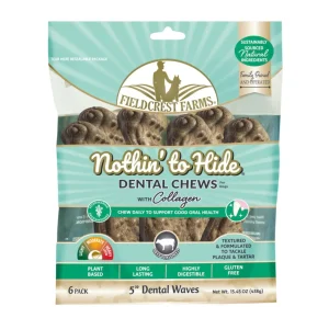 Fieldcrest Farms Nothin' to Hide Dental Wave Collagen Dog Chew Beef, 5 in, 6 ct