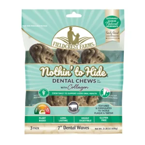 Fieldcrest Farms Nothin' to Hide Dental Wave Collagen Dog Chew Beef, 7 in, 3 ct
