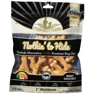 Fieldcrest Farms Nothin' To Hide Ultra Wishbone Dog Treat Beef 3 in, 12 pk