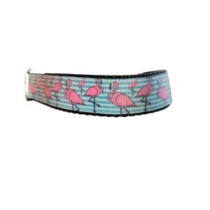 Flamingo Stripes Nylon Dog Collar